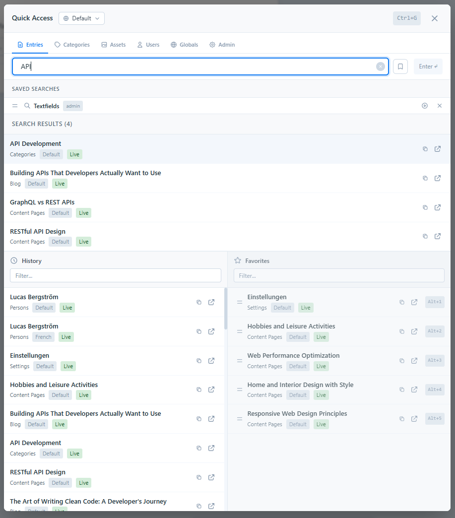 Quick Search - History